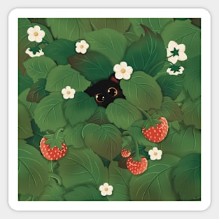 Black cat in a bush Sticker